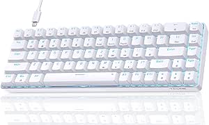 Tastiera Gaming Meccanica 60% con Interruttori Meccanici Clicky,T68se Keyboard Gioco Luce monocromatica Type-C Mini Compact 68 Tasti Anti-Ghosting