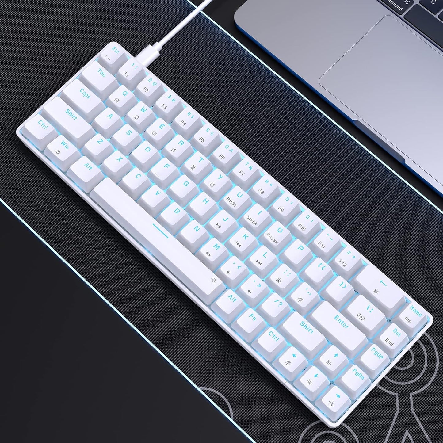 Tastiera Gaming Meccanica 60% con Interruttori Meccanici Clicky,T68se Keyboard Gioco Luce monocromatica Type-C Mini Compact 68 Tasti Anti-Ghosting