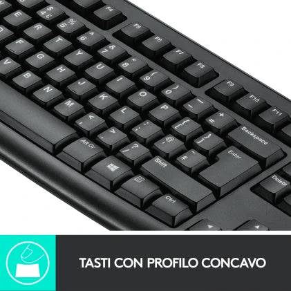 Tastiera Log Wireless+Mouse Nera Usb